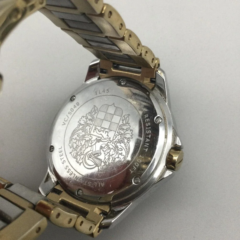 Vince Camuto Womens Watch 40mm Two Tone Crystals VC15048 New Battery 6.25